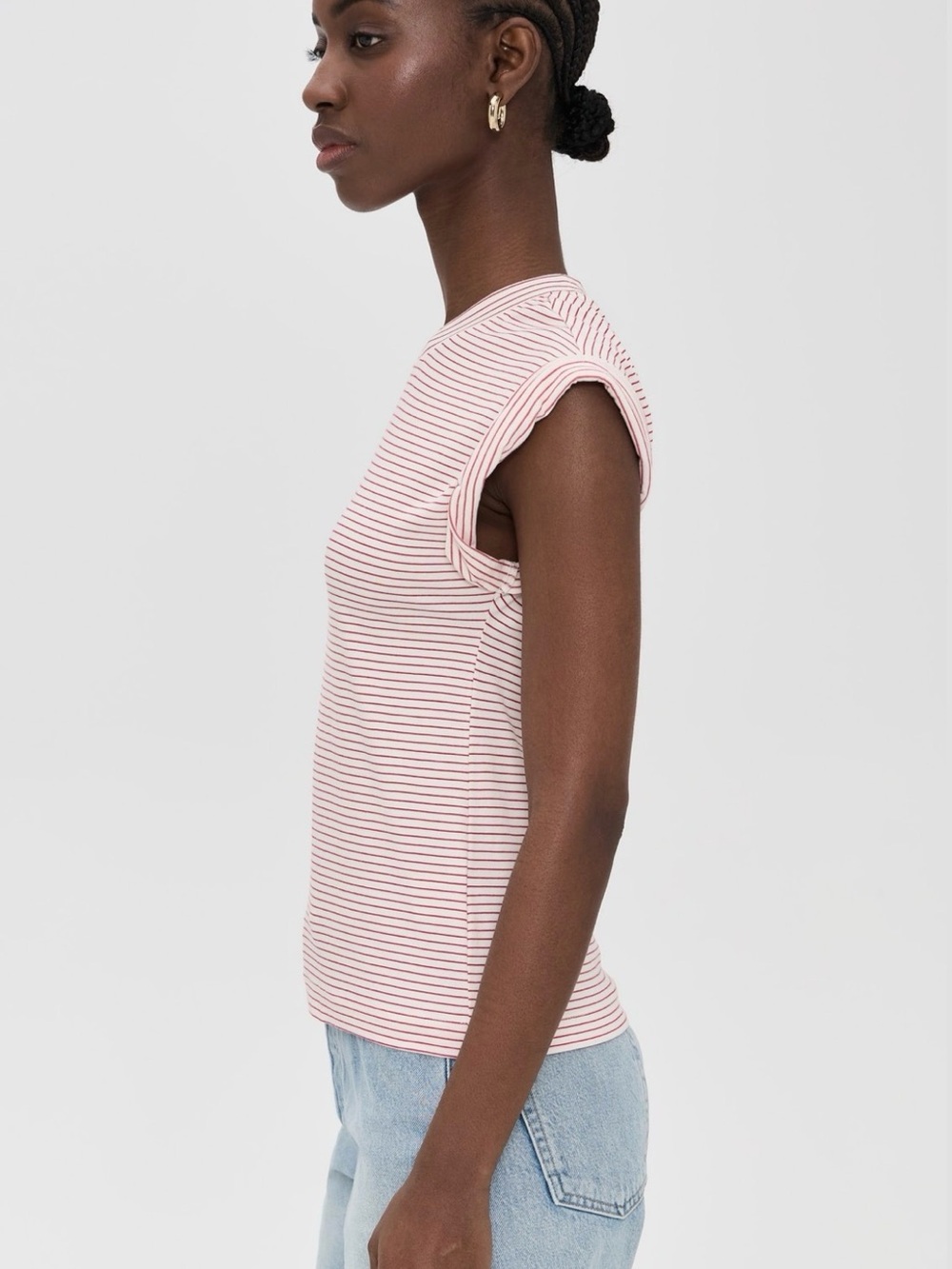 NWT Pistola Olivia white Ruby stripe Tee Shirt Sz S - Picture 3 of 10
